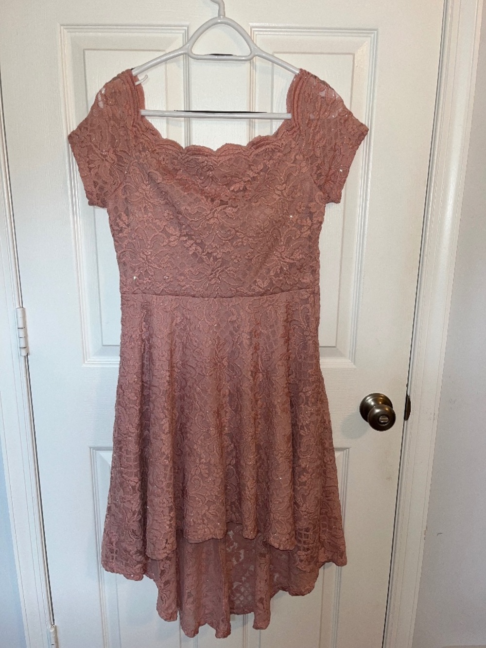 Cocktail Formal Homecoming Lacey Dress Dusty Rose Sparkles
